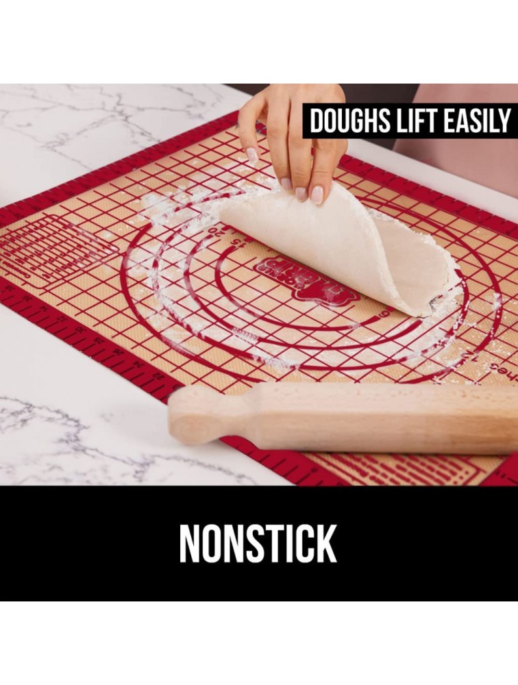 Gorilla Grip Nonstick Slip Resistant Silicone Pastry Mat Precise Measurement Guide Roll and Cut Dough Accurately Thick Baking Mats for Pastries Pie Crusts Cookies Dishwasher Safe 16x20 Red - BTWF7W5YZ