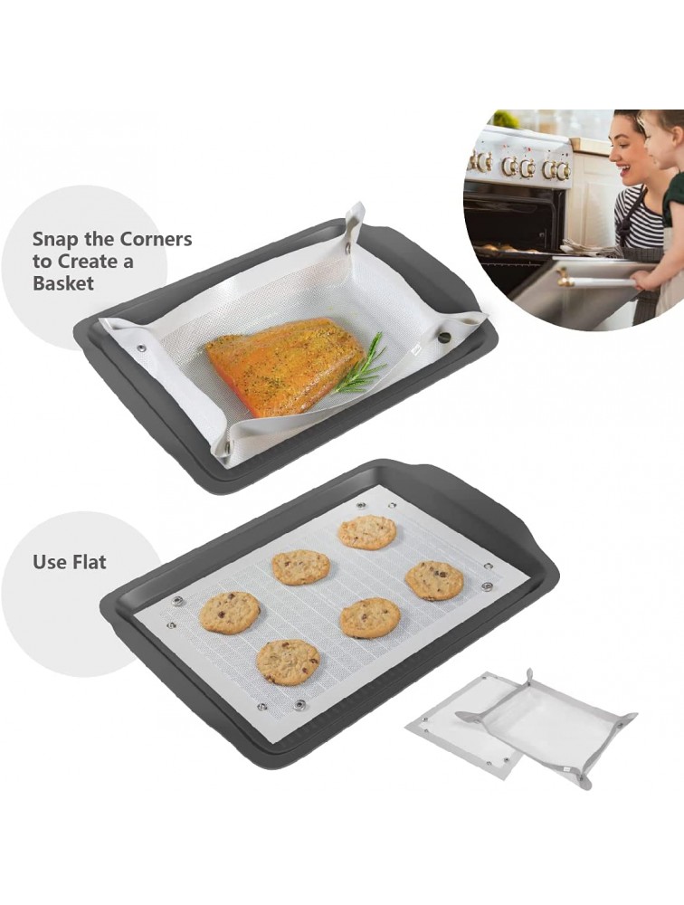 Grand Fusion No Leak Non Stick Silicone Clear Baking Mat. Corners Snap Together to Form a BPA Free Leakproof Tray. Save Time Cleaning Oven Safe to 450 Deg. Fits Half Sheet Pans 11.8x15.75 In - BLF1FTTAP