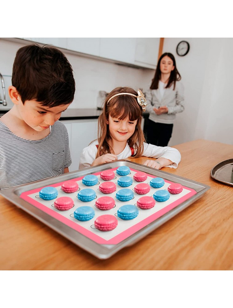 Macaron Silicone Baking Mat Non-stick with oil brush Half Sheet Size 16 1 2x 11 5 8. Silicone Baking Mat Pink Macaroon Pastry Cookie reusable heat resistant non-stick. Mavia - BS3U6OAT1