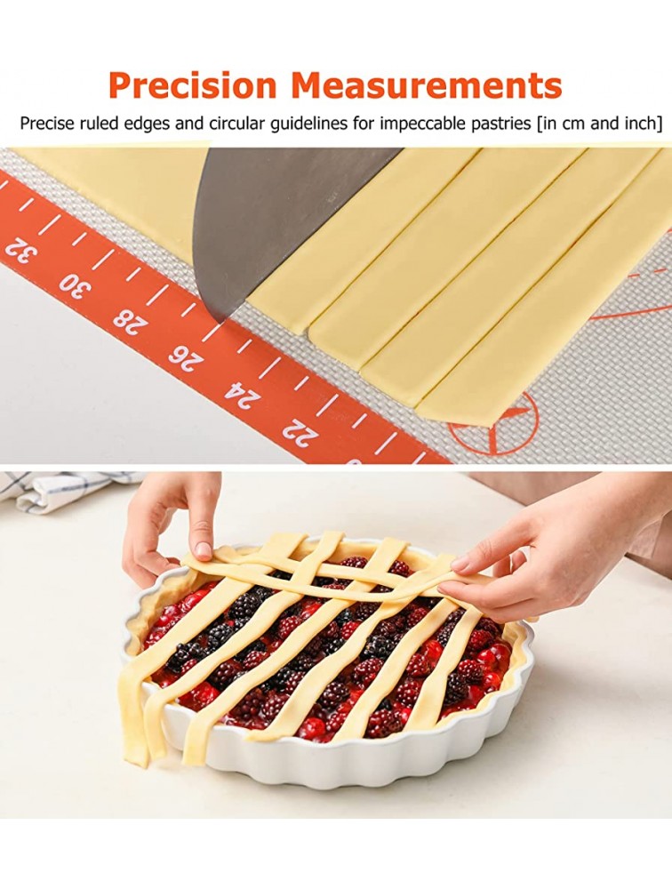MMmat Extra Large Silicone Pastry Mat with Measurement German Silicone Non-Stick Dough Rolling Mat Non-Slip Counter Mat Oven Liner Pizza Pie Cake Baking Mat 16 x 26 Inches - B19FUKHSL
