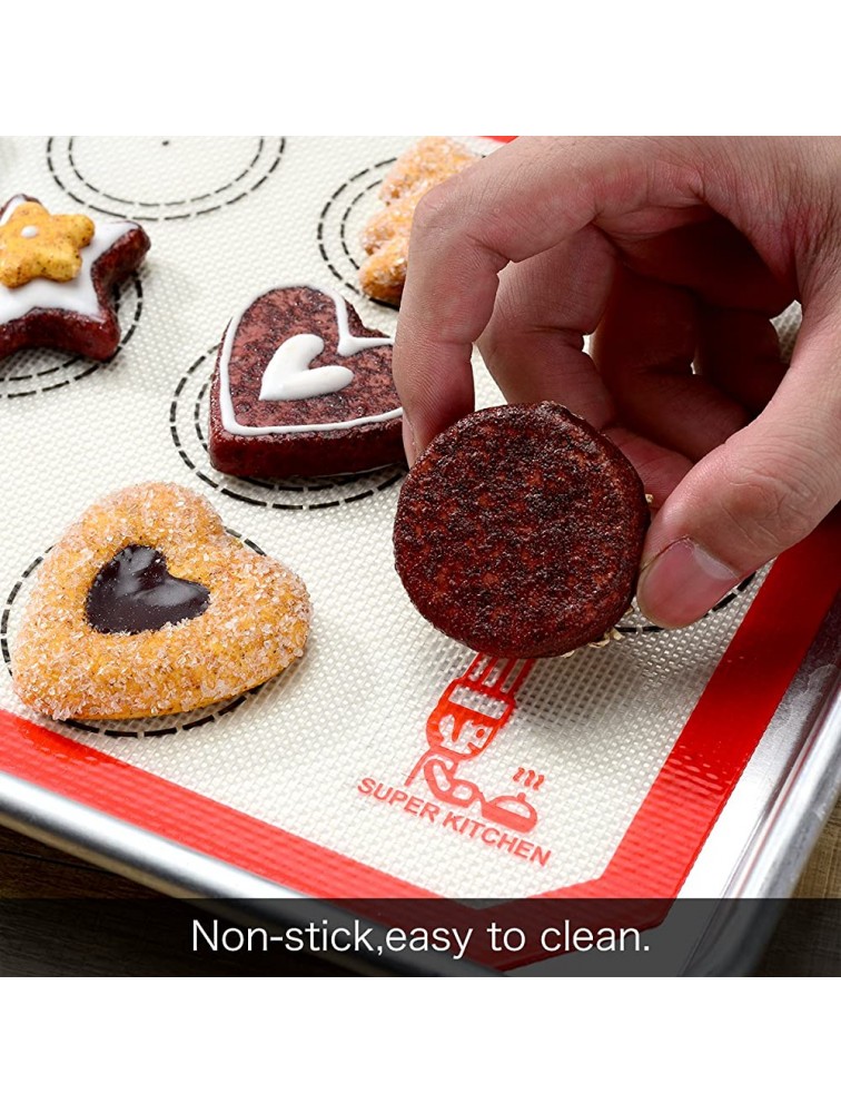 Non Stick Silicone Baking Mat Quarter Sheet Macaron 8.2x11.6,Set of 2 Toaster Oven Liners For Pizza Cookie and Bread Making Red,By Folksy Super Kitchen Red - BBU8N0Q7E