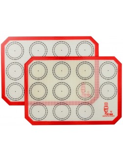 Non Stick Silicone Baking Mat Quarter Sheet Macaron 8.2"x11.6",Set of 2 Toaster Oven Liners For Pizza Cookie and Bread Making Red,By Folksy Super Kitchen Red - BBU8N0Q7E