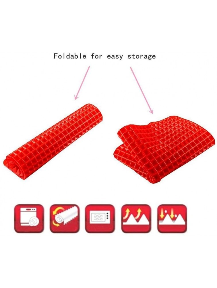 Ohequbao Non-Stick Silicone Baking Pyramid Healthy Cooking Oven Mat Fat-red Black-2 Pack - B9RX1XD4F