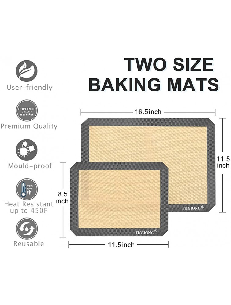 Silicone Baking Mat Nonstick Large Baking Mat Set of 3 2 Half Sheets Mats 11 5 8 x 16 1 2 + 1 Quarter Sheets Extra Thick Reusable Bakeware Mats for Cookies Pastry Bread Bun Fondant - BK9WBOTXY