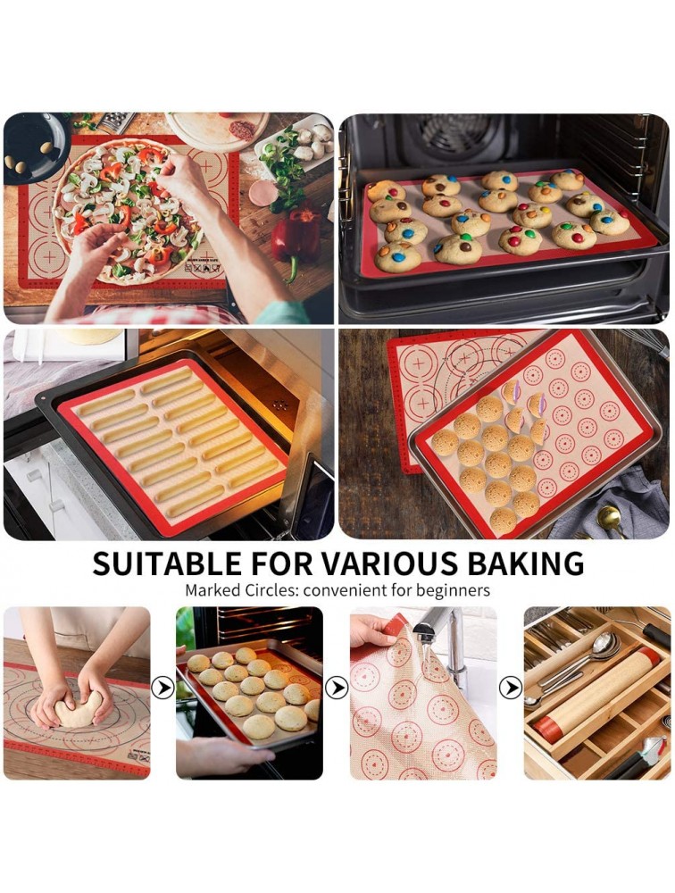 Silicone Macaron Baking Mats Kit: Non Stick 2 Half Sheet Pastry Baking Supplies Set for Macaron Cookie Bread Reusable Pastry Mat Food Safe Liners for Kitchen Cooking & Oven - BLKGD7SLU