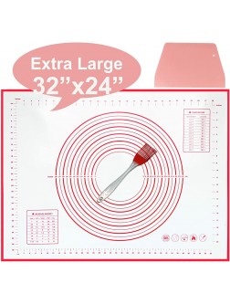 Silicone Pastry Mat Extra Large 32" x 24" Non-stick Baking Mat with Measurement Kneading Board for Dough Rolling Non-slip Counter Mat Oven Liner Fondant Pie Crust Mat - B7M3PUDA5