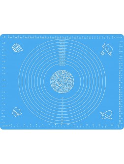 Silicone Pastry Mat for Rolling Dough Non Slip Extra Large Nonstick Pastry Baking Mat with Measurements Silicone Dough Rolling Mat with Dough Scraper 26" x 18" Blue - B7AP67XOJ