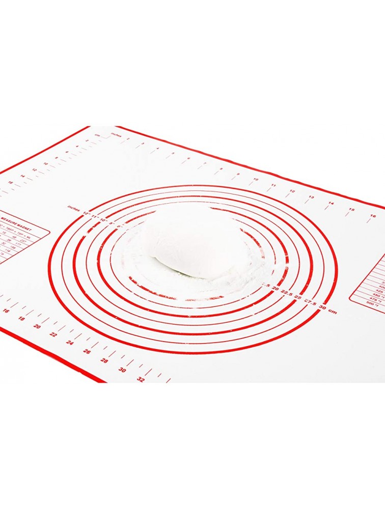 Silicone Pastry Mat Non-Stick Pizza Baking Mat Silicone Pie Measuring Mat Dough Mat for Pie Crust Pizza and Cookies24x32InchRed - BCKXW2QN6