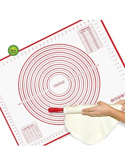 Silicone Pastry Mat Walfos Non-Stick Baking Mat Fondant Mat with Measurement Non-Slip Rolling Mat Perfect for Rolling Dough Cookie & Baking 23.6" x 15.7" Red - BQ1KVEKXM