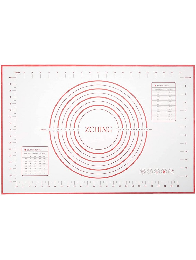ZCHING Silicone Pastry Measurement Not-Slip Rolling Dough Mats for Baking 24“ x 16” red L W - B68Q4S9HV