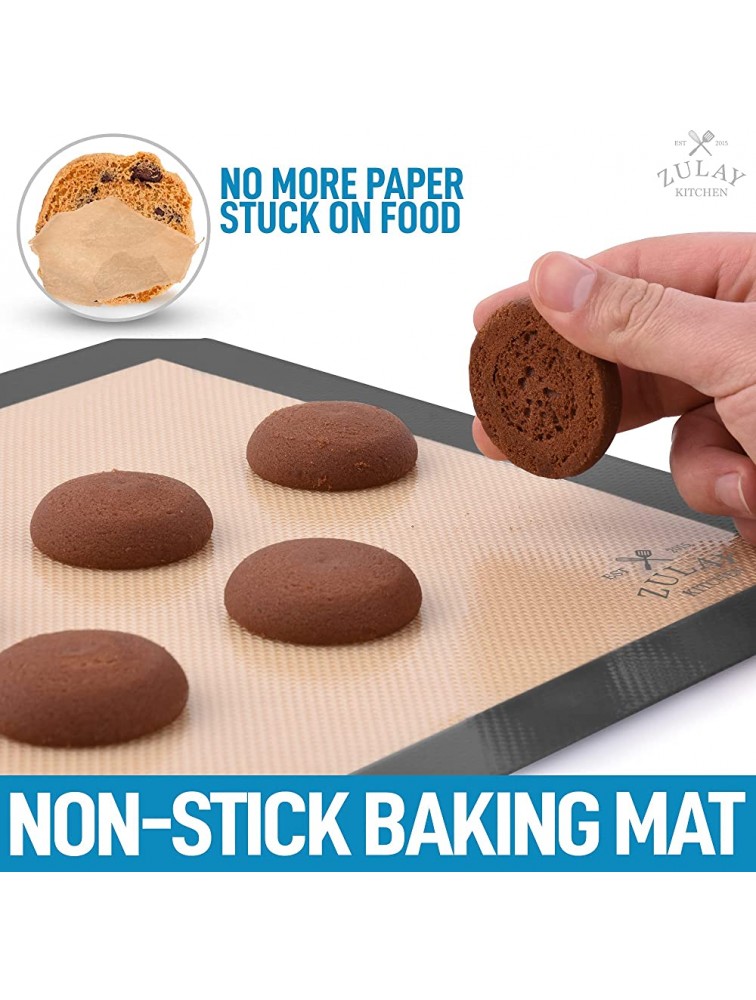 Zulay Kitchen 2 Pack Silicone Baking Mat Sheet Set Reusable Baking Mat Nonstick Half Sheet Baking Mat For Oven 16.5 x 11.6 Dark Gray - BACSS8FQD
