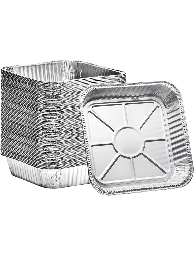 10 Count 8 Square Disposable Aluminum Cake Pans Foil Pans perfect for baking cakes roasting homemade breads | 8 x 8 x 2 in With Flat Lids - BFECR1FM2
