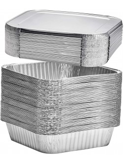 10 Count 8" Square Disposable Aluminum Cake Pans Foil Pans perfect for baking cakes roasting homemade breads | 8 x 8 x 2 in With Flat Lids - BFECR1FM2