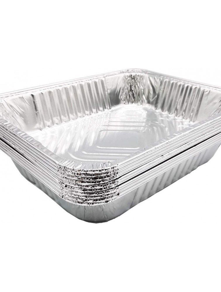 10 Pack 9x 13 Aluminum Pans Disposable Aluminum Foil Meal Prep Cookware Sturdy Half Size Deep Steam Table Pans for Baking,Cooking,Roasting & Reheating - BK10JQP8O
