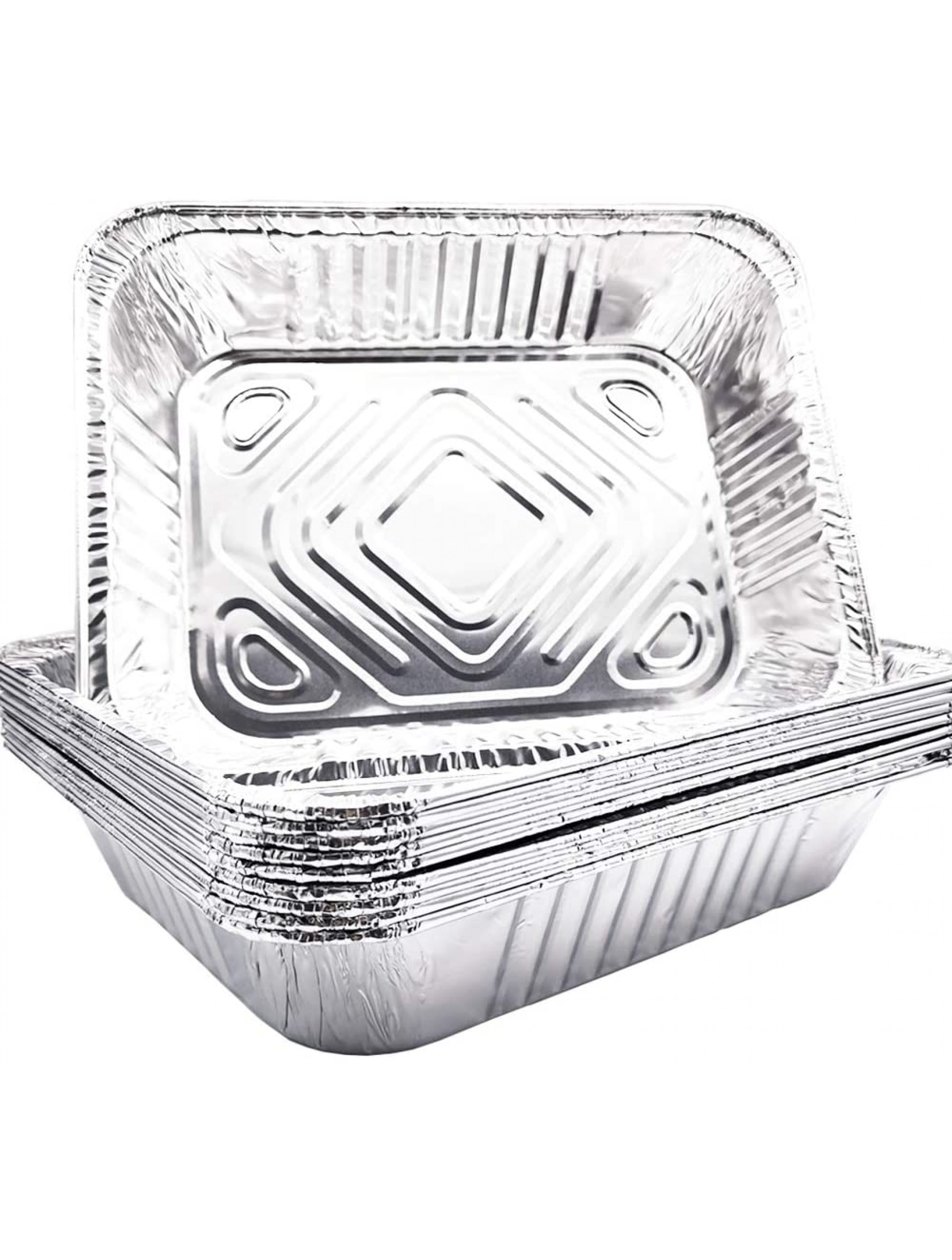 10 Pack 9x 13 Aluminum Pans Disposable Aluminum Foil Meal Prep Cookware Sturdy Half Size Deep Steam Table Pans for Baking,Cooking,Roasting & Reheating - BK10JQP8O
