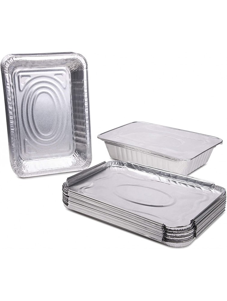 20 Count 2.25 Pounds Disposable Aluminum Foil Pans with Lids | Oblong Cookware Pans Best Use for Baking Meal Preparations Cooking Roasting Take Outs Grilling Toasting | With Foil Lids - BDLS5G4HM