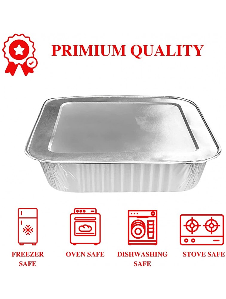 [25 Pack] 8 Square Disposable Aluminum Cake Pans with Foil Lids Foil Pans Food Containers Perfect for Baking Cakes Cooking Roasting Homemade breads - B034NFQLR