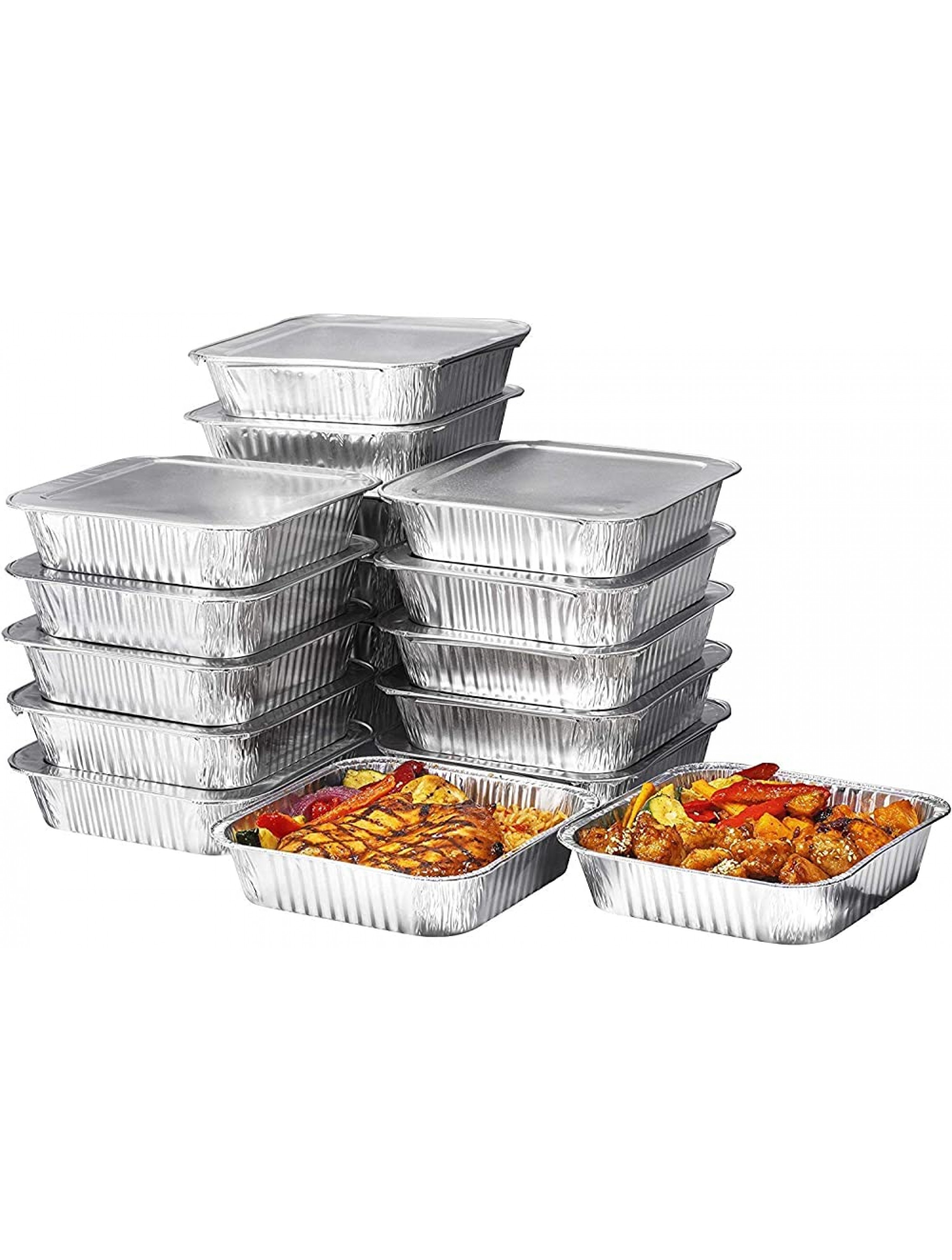 [25 Pack] 8 Square Disposable Aluminum Cake Pans with Foil Lids Foil Pans Food Containers Perfect for Baking Cakes Cooking Roasting Homemade breads - B034NFQLR