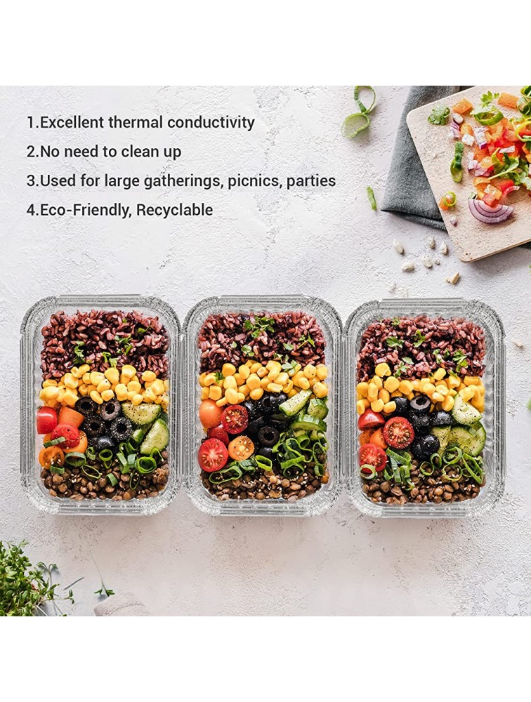 Aluminum Foil Pan 5 x 4 100 Pack Disposable Cookware with Lids Recyclable Food Storage Foil Pan for Catering Party Meal Prep Freezer Drip Pans,Takeout BBQ - BD7NG6X8Q