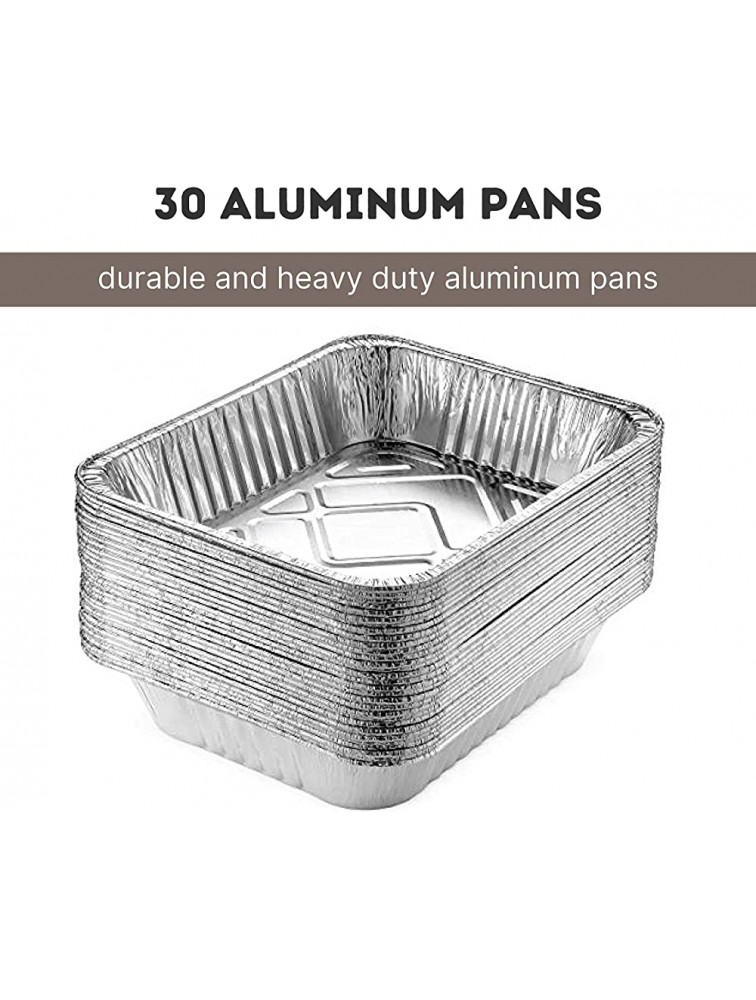 Aluminum Foil Pans30 Pack 9x13 Inches Foil Trays with High Heat Conductivity Disposable Cookware For Baking Grilling Cooking Storing and Prepping Recyclable Material - BE6K1QKM5