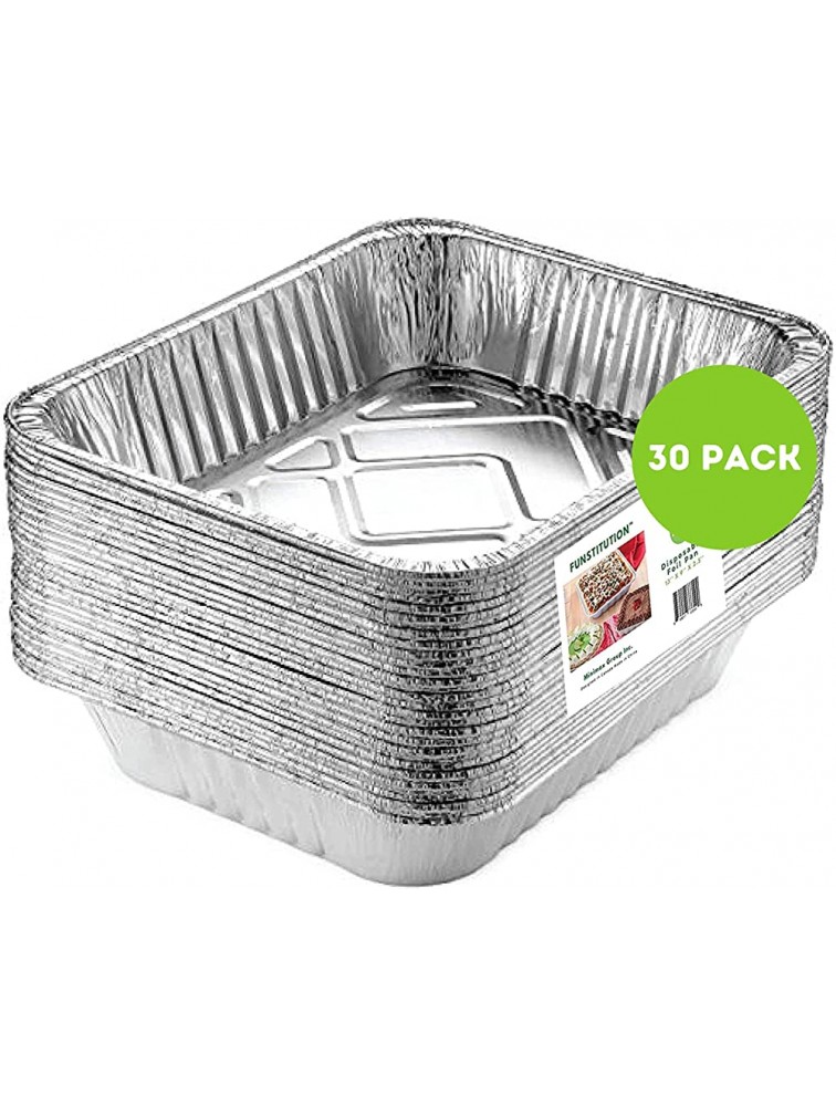 Aluminum Foil Pans30 Pack 9x13 Inches Foil Trays with High Heat Conductivity Disposable Cookware For Baking Grilling Cooking Storing and Prepping Recyclable Material - BE6K1QKM5