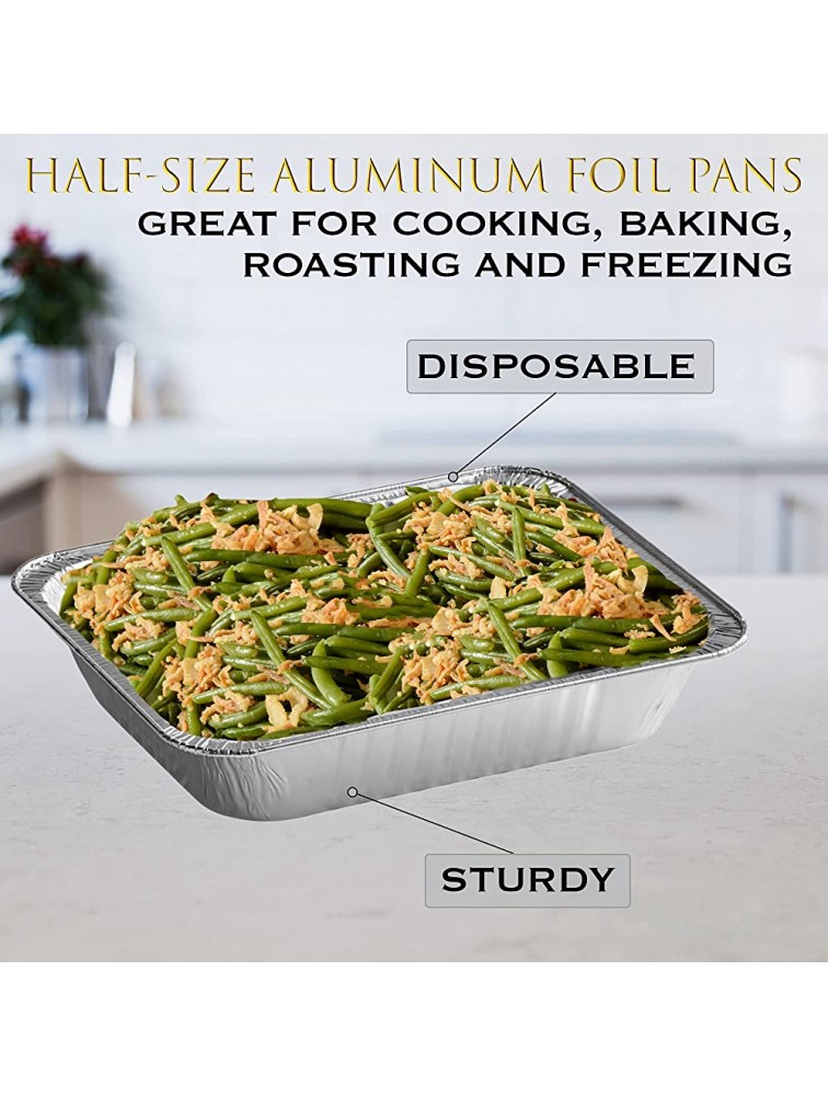 Aluminum Pans Disposable Half Size 30 Pack 9x13 Prepping Roasting Food Storing Heating Cooking Chafers Catering Crawfish Trays - B21FB05U4