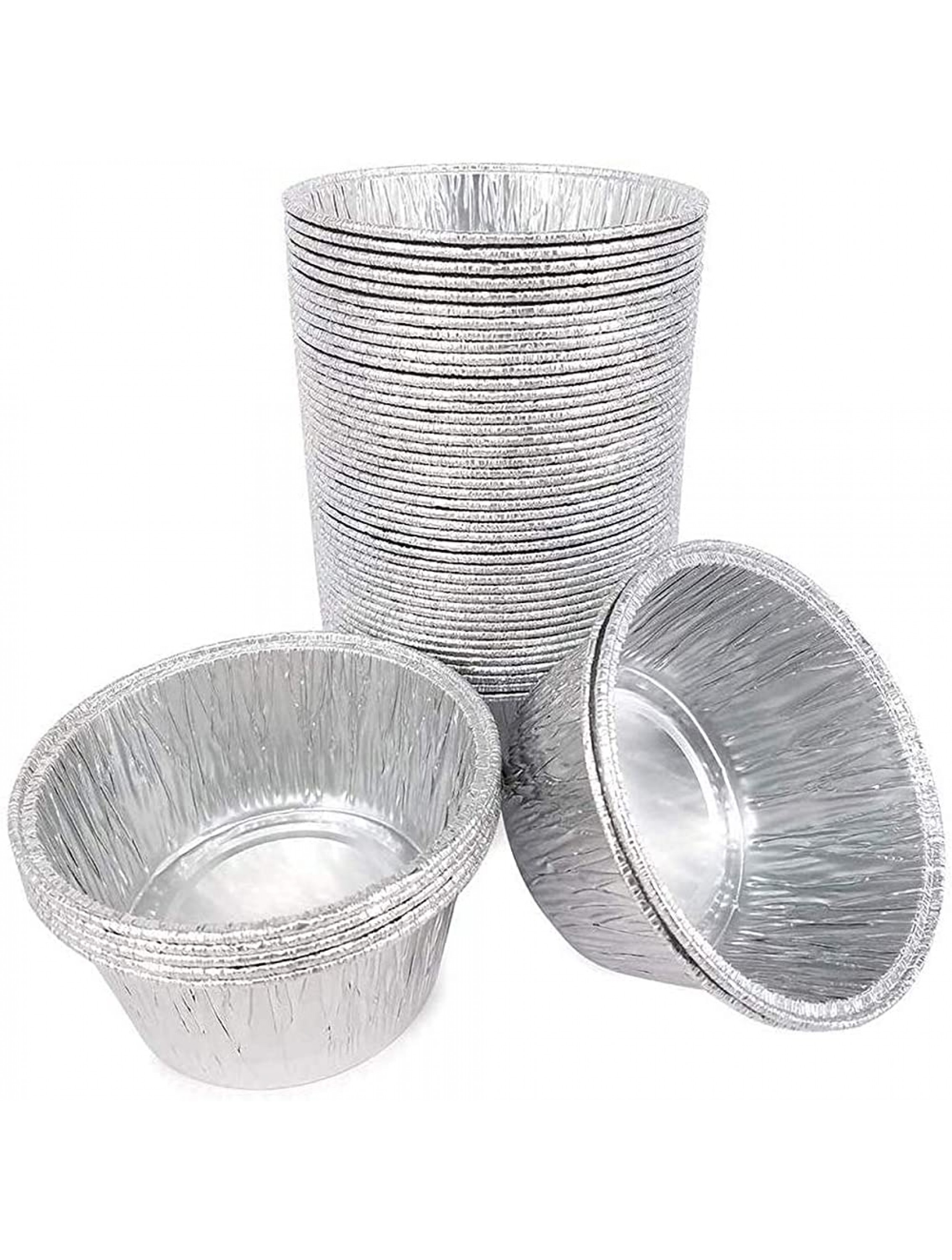 Disposable Round Aluminum Foil Trays Containers Cake Cup Mini Tart Pans 3.2x3.2x1.4 Kitchen Baking BBQBarbecues Desserts Make Food For Kids Heat Food At Family Dinner Friends Dinner Party Wedding - BRY27A251