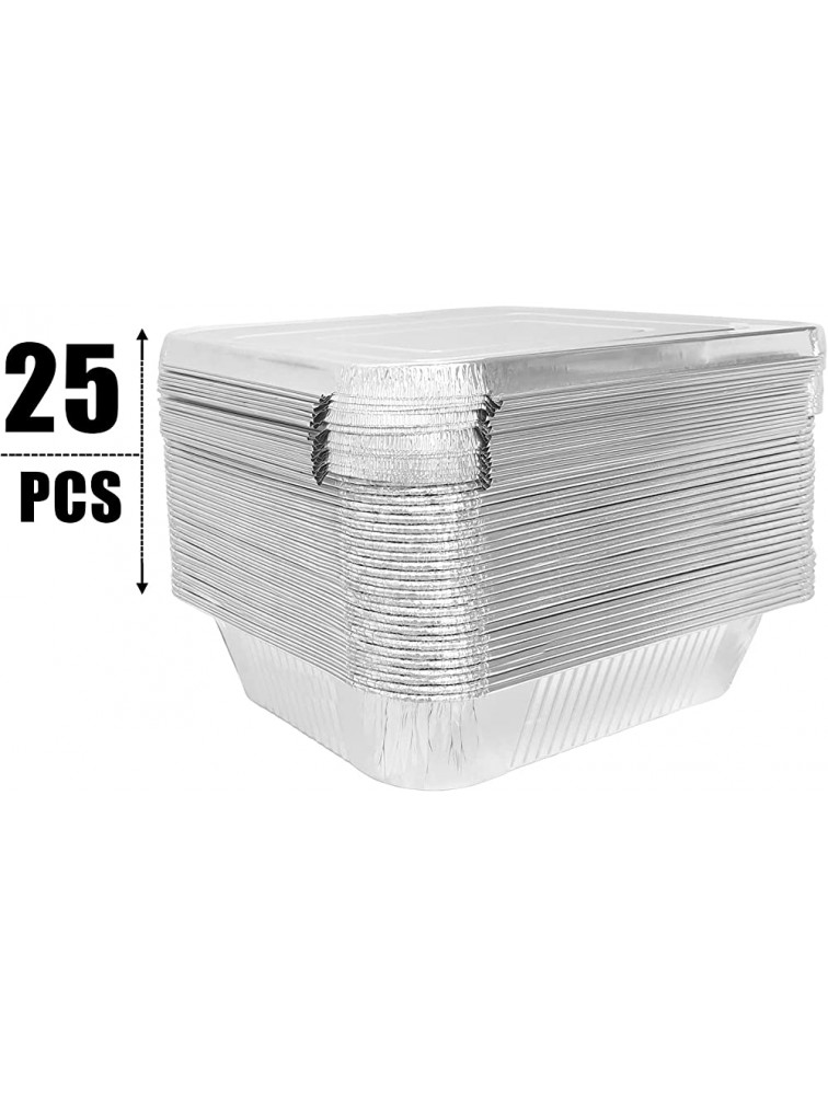 JXXH 9×13 Inches 25 Pack Disposable Aluminum Pans with Lid,Half-Size Deep Aluminum Pans For Grilling,Baking,Heating,Cooking,Food Preparation. - B78X5YZXE