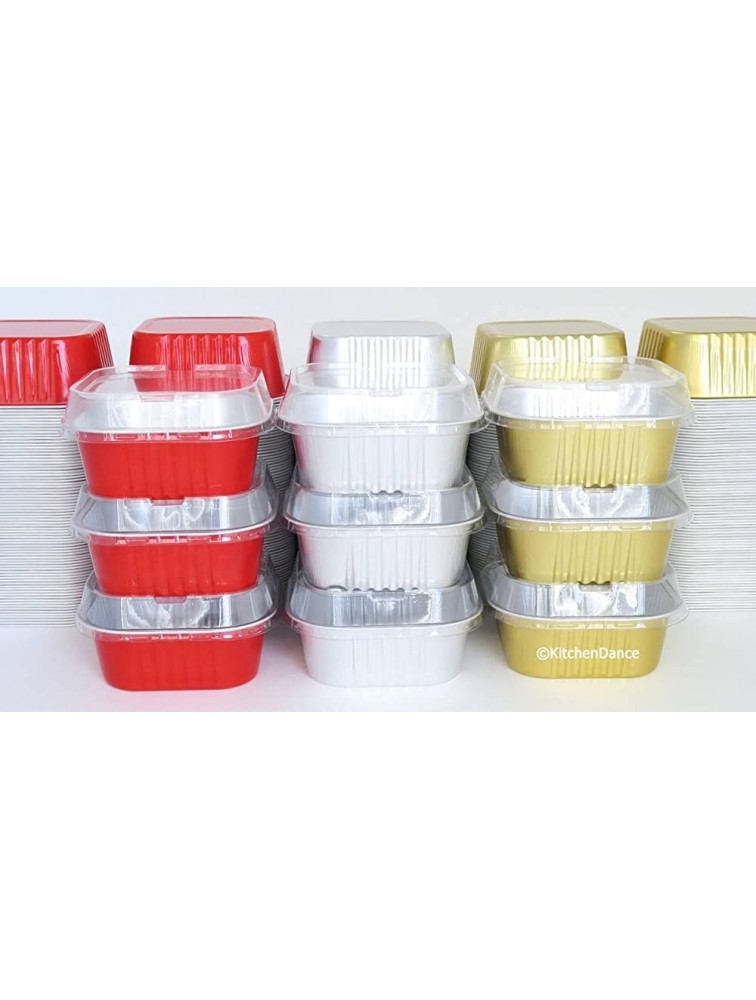 KitchenDance Disposable Aluminum 4 x 4 Square Dessert Pans W Lids #A-24P 100 Red - BSIVY70L0