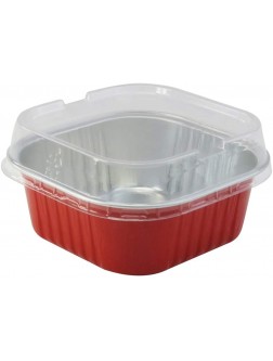 KitchenDance Disposable Aluminum 4" x 4" Square Dessert Pans W Lids #A-24P 100 Red - BSIVY70L0