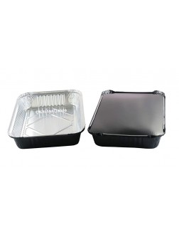 KitchenDance Disposable Colored Aluminum 4 Pound Oblong Pans with Board Lids #52180L Black 25 - BSQWDK1RE