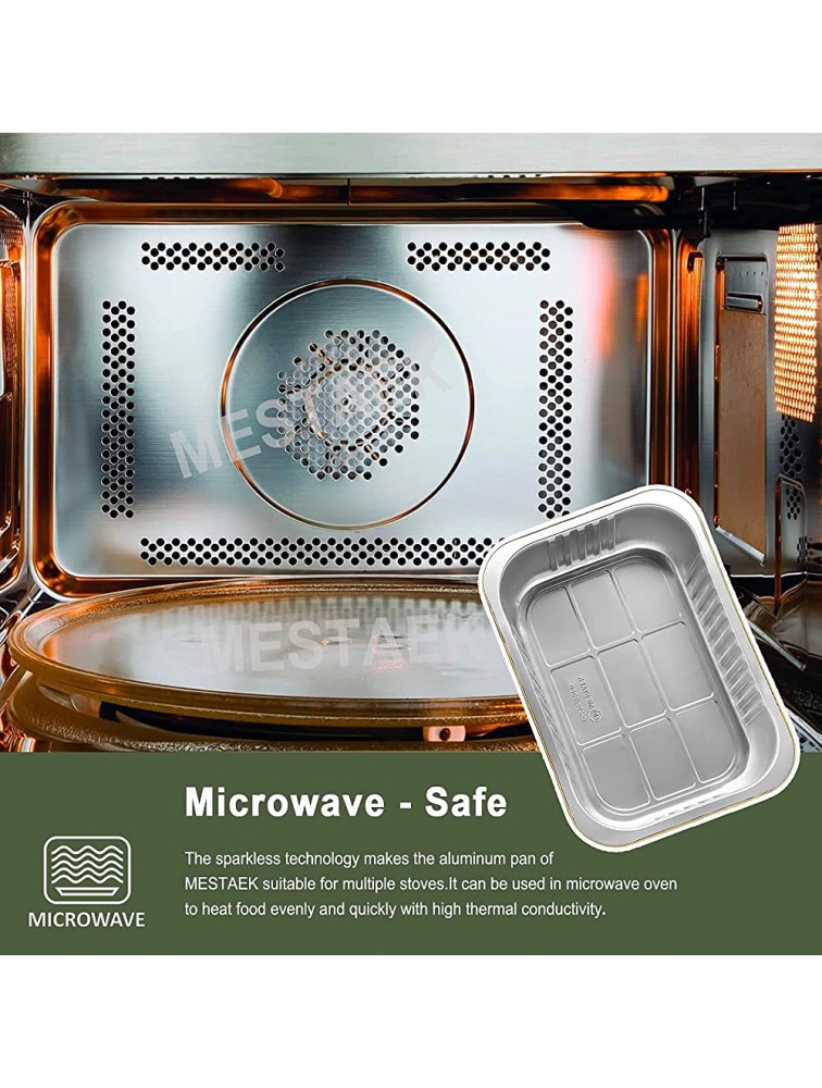 MESTAEK 11x8 Sturdy Foil Pans + Snap-On Lids 5 Pack | 2X Thicker Heavy Duty Reusable Foil Tin 112oz | Grill Oven Microwavable Pan Pot | 3.3 Deep Disposable Aluminum Foil Pan for Baking Cooking - BLSGMEV7R