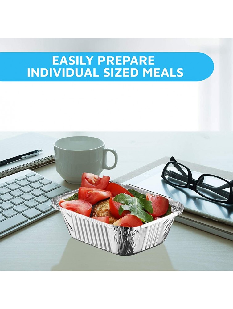 MontoPack Disposable Takeout Pans with Clear Lids | 1lb Capacity Aluminum Foil Food Containers with Strong Seal for Freshness & Spill Resistance | Eco-Friendly & Recyclable | 50-Pack of 5x4” Drip Pans - BR7T8DWQ4