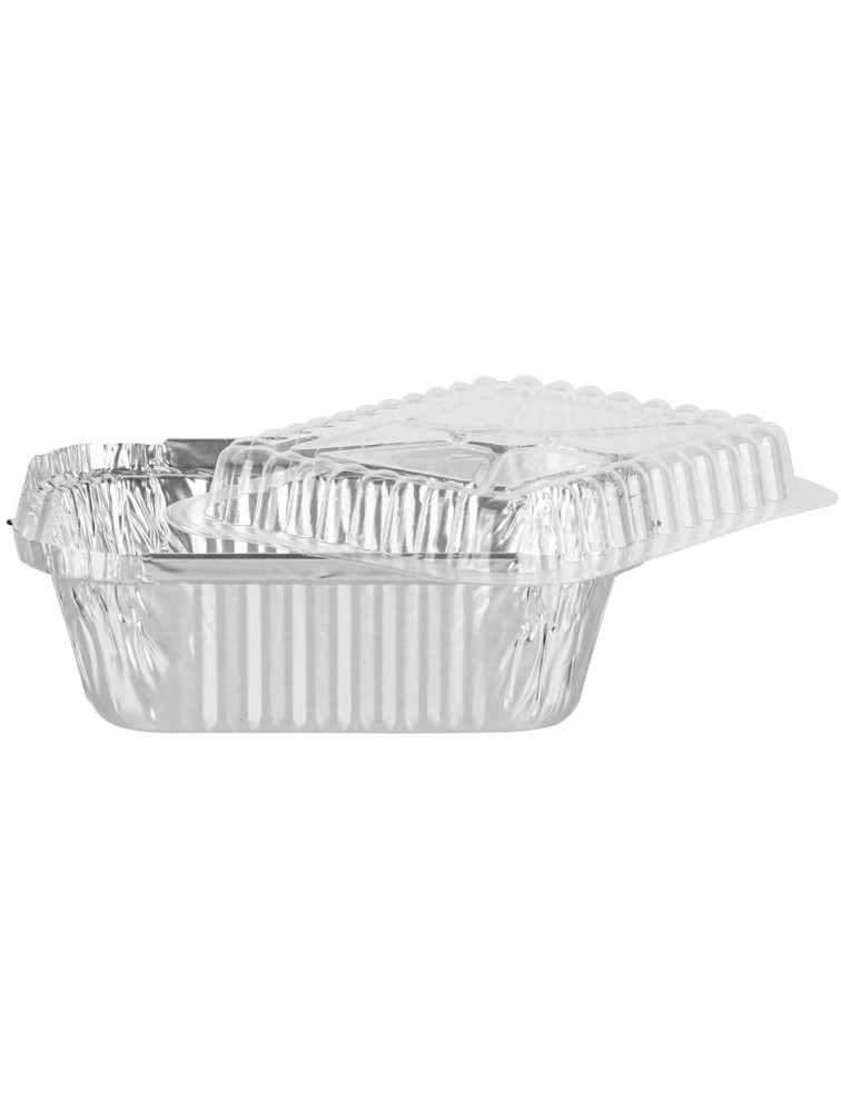 PARTY BARGAINS [100 Pack] 1Lb Aluminum Pan with Plastic Lids 5.5 x 4.5 Inch Aluminum Foil Take-Out Containers for Catering Baking Small Goodies Roasting Food - BUEVLIN6R