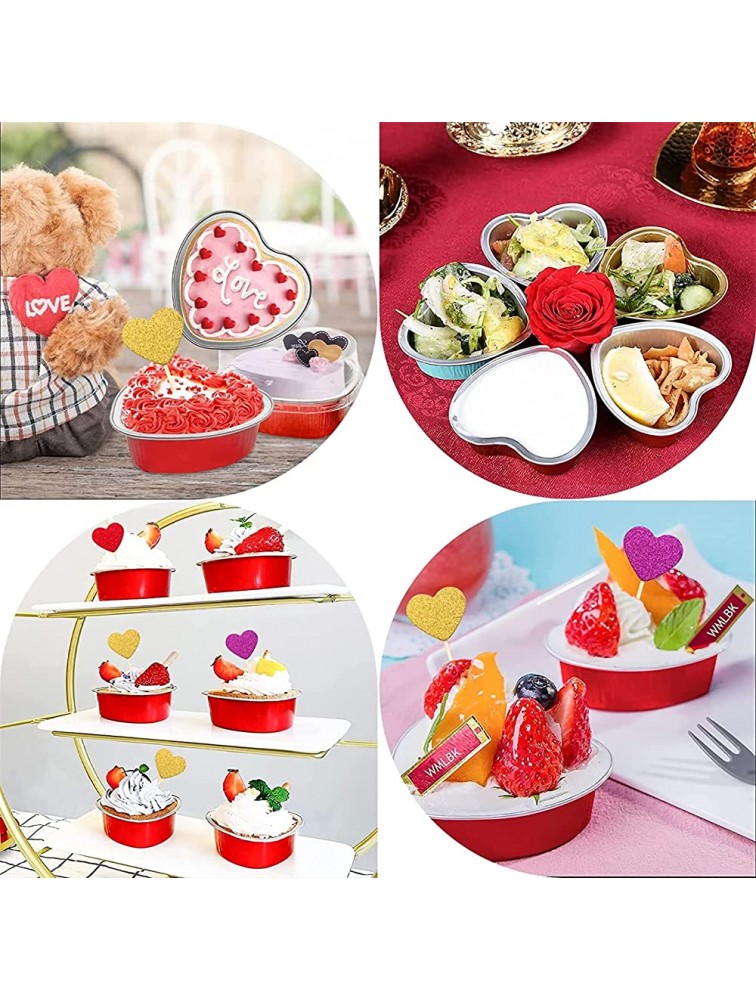 qingrushui 50 Sets Cake Pans with Lids Aluminum Foil Mini Disposable Cupcake Pans,Mini Dessert Cups with Lids for Valentine Mother's Day Wedding Christmas Birthday,Blue,Round50 - BOLM2EJW3