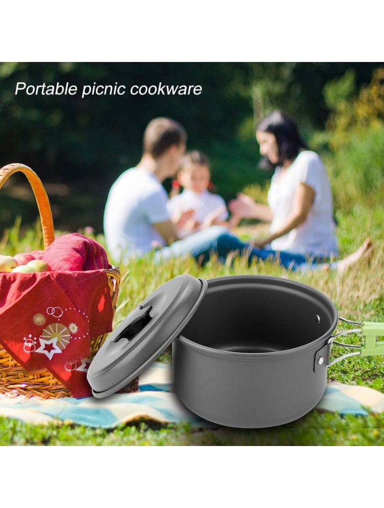 RANNYY Portable Cookware 8Pcs Set Portable Outdoor Travel Camping Picnic Cookware Cooking Pot Pan Bowel SetGreen - BHYJHN4TT