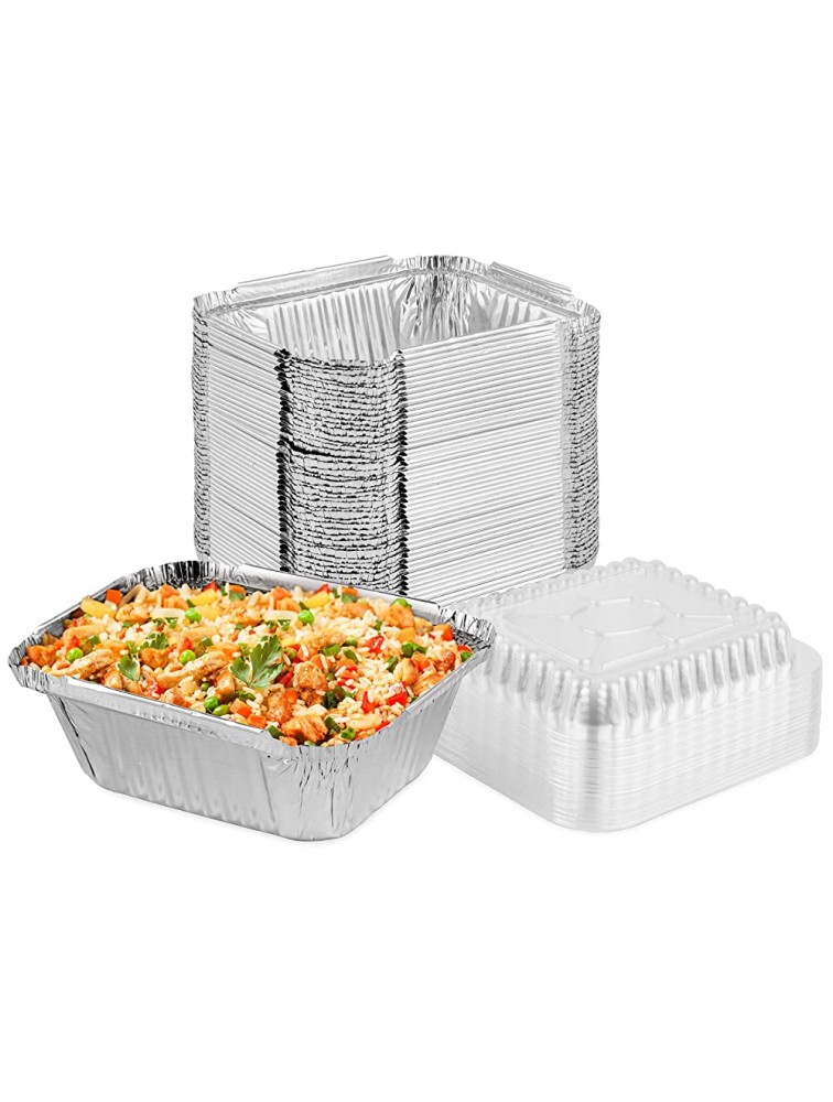 Stock Your Home 1 Lb Aluminum Disposable Cookware with Lids 25 Pack Foil Pans Plastic Lids Disposable & Recyclable Takeout Trays with Lids Food Containers for Restaurants Catering Delis - BEO5QM0XN