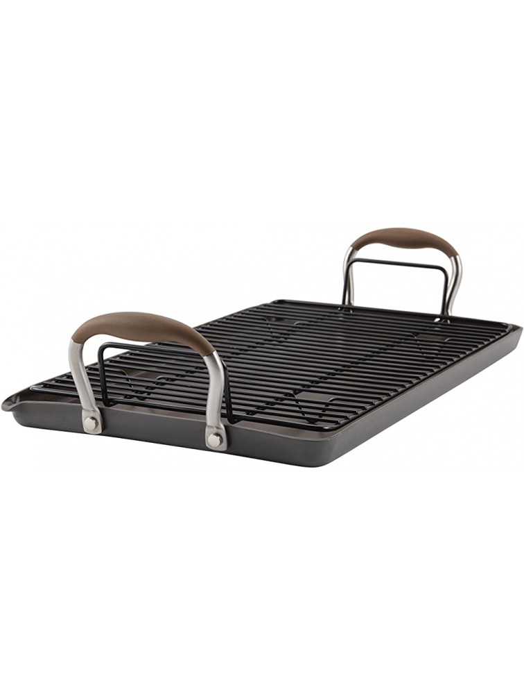 Anolon Advanced Hard Anodized Nonstick Pan Flat Grill Griddle Rack 10 Inch x 18 Inch Bronze Brown - BH5GJISVM