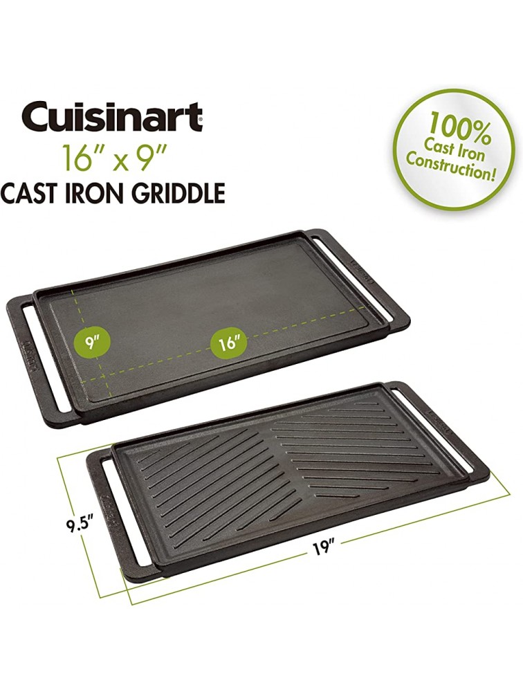 Cuisinart CCP-2000 Reversible Cast Iron Grill & Griddle Cookware Plate Ribbed Grill & Smooth Flat Top Griddle Black - BVL66DD1Y