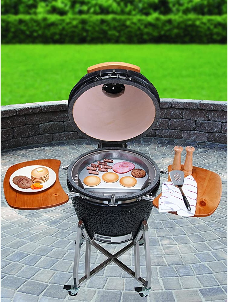 Little Griddle KQ-17-R Stainless Steel Outdoor BBQ Griddle 17 x 14 For Charcoal Kettle and Kamado Grills Fun to Use Easy to Clean - B2KTGAB0C