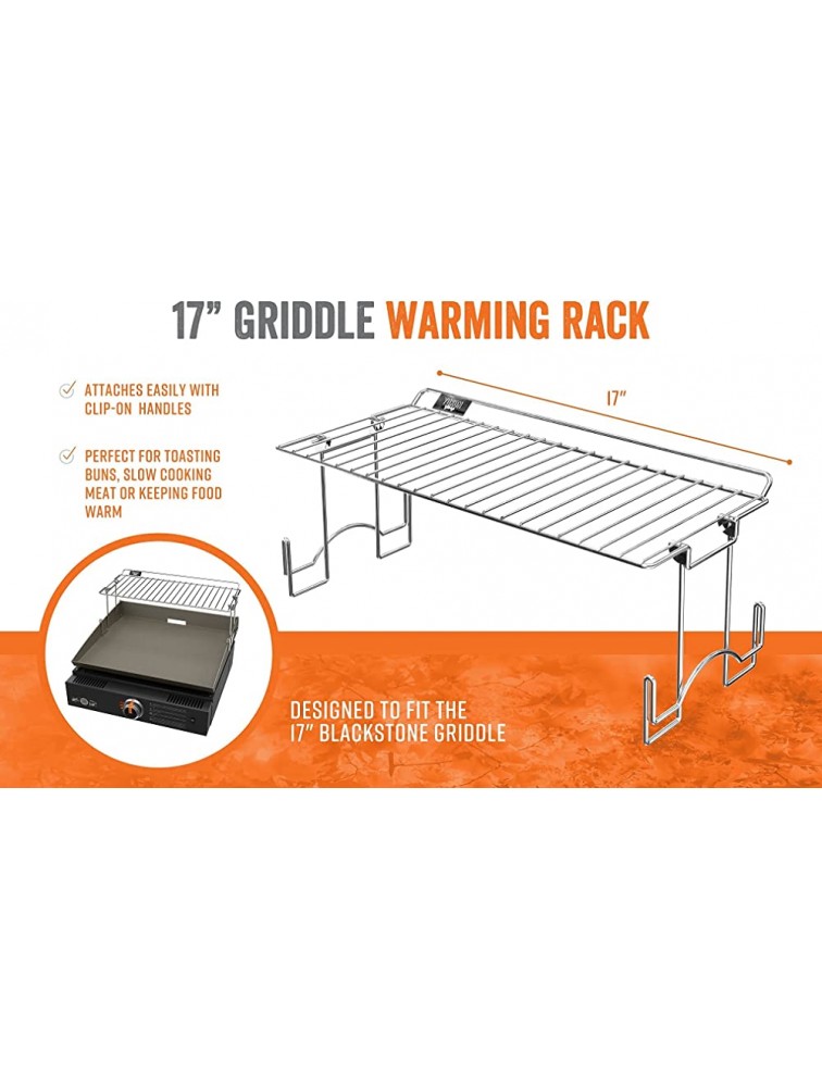 Yukon Glory Griddle Warming Rack Designed for 17 Blackstone Griddles One-Step Clip On Attachment Portable and Collapsible - BESQN4T82