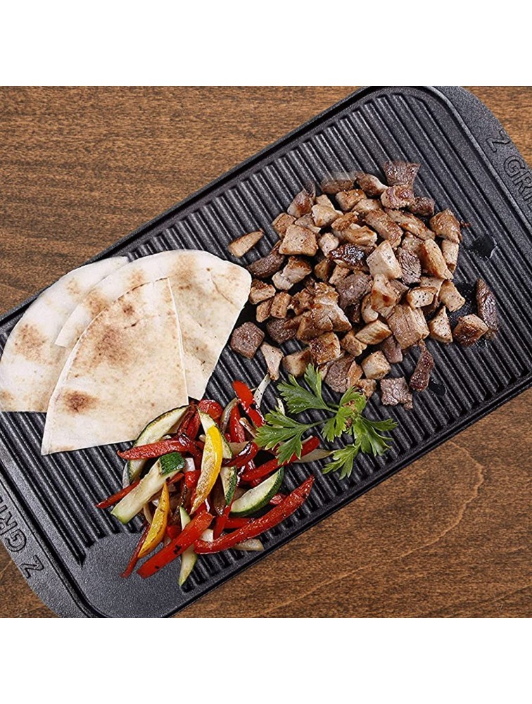 Z GRILLS Cast Iron Griddle 2-in-1 Reversible Grill Pan 19.3 Lightly Pre-Seasoned Plate with High Sides Double Sided Stove Top Griddle Heat Evenly On Open Fire & in Oven - BGN4Q2K0D