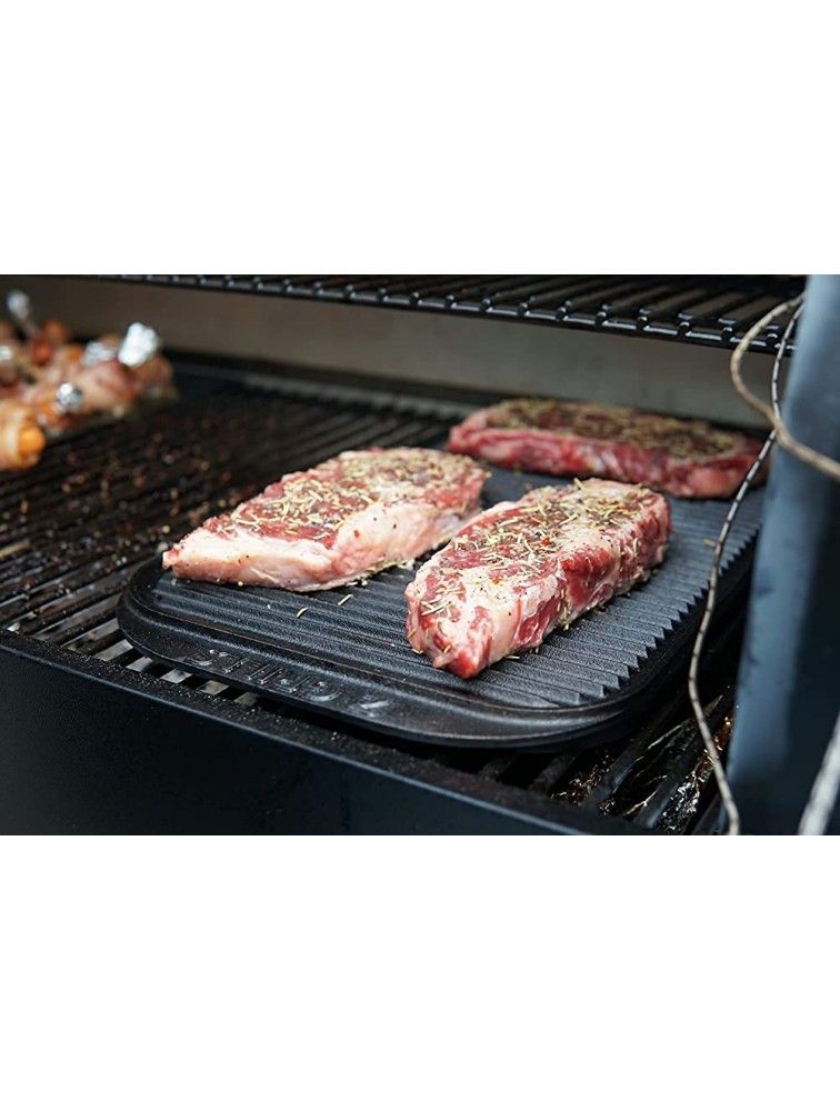 Z GRILLS Cast Iron Griddle 2-in-1 Reversible Grill Pan 19.3 Lightly Pre-Seasoned Plate with High Sides Double Sided Stove Top Griddle Heat Evenly On Open Fire & in Oven - BGN4Q2K0D