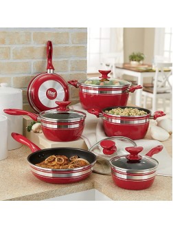 10-Piece Chef Tested Banded Cookware Set Red from Montgomery Ward - BZG7F5GNJ