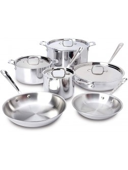 All-Clad 401877R Stainless Steel 3-Ply Bonded Dishwasher Safe Cookware Set 10-Piece Silver 8400000960 - BIOSFPO69