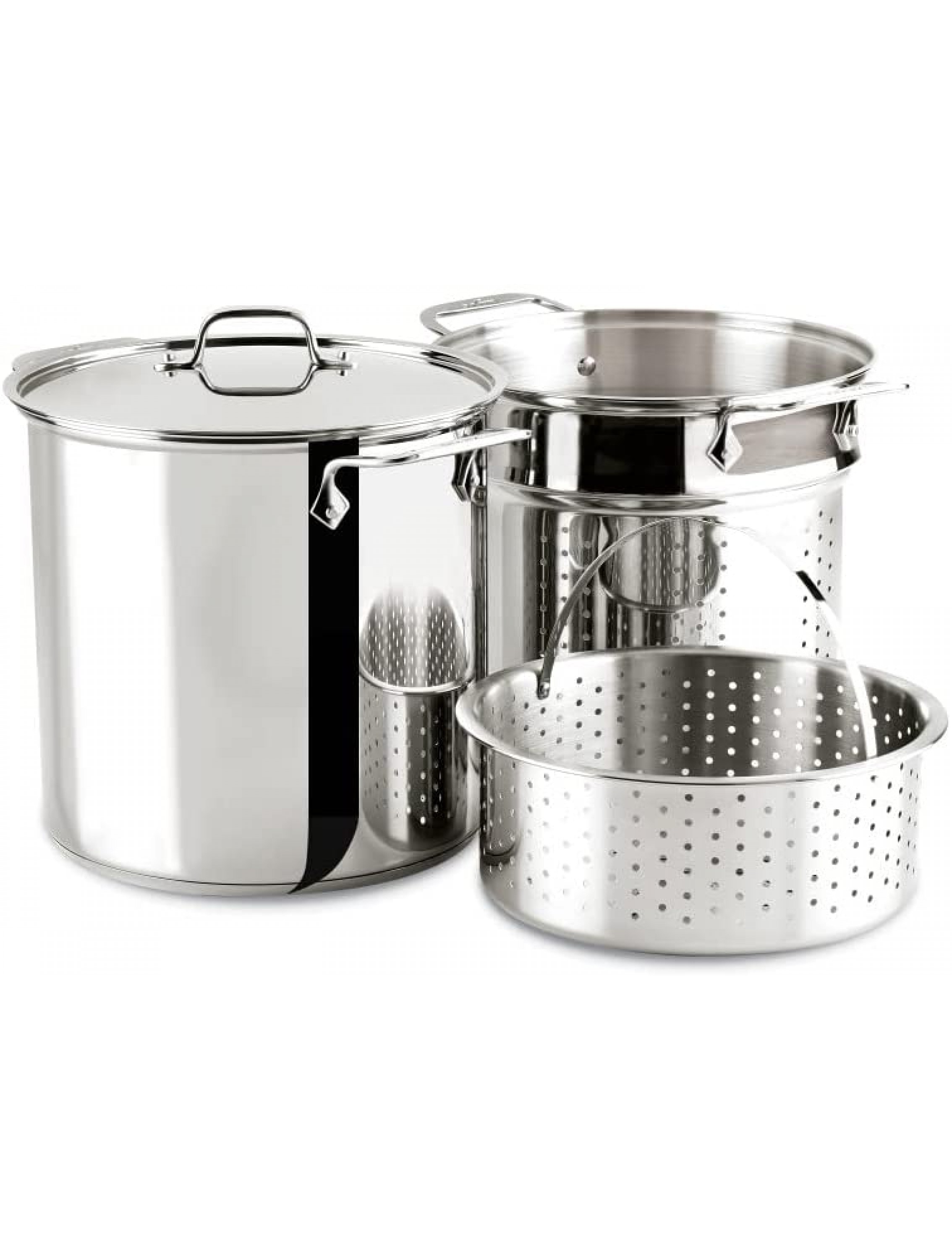 All-Clad E796S364 Specialty Stainless Steel Dishwasher Safe 12-Quart Multi Cooker Cookware Set 3-Piece with 1 lid Silver - B38LUYVOO