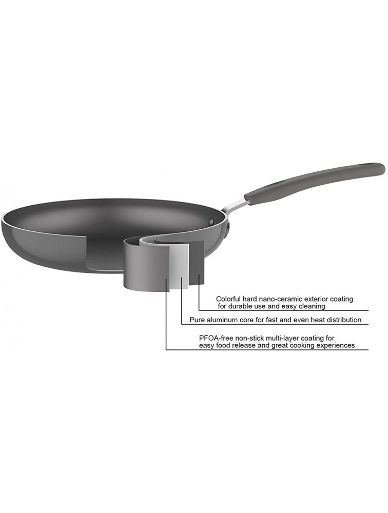 Basics Ceramic Non-Stick 12-Piece Cookware Set Grey Pots Pans and Utensils - BUOEN0DTK
