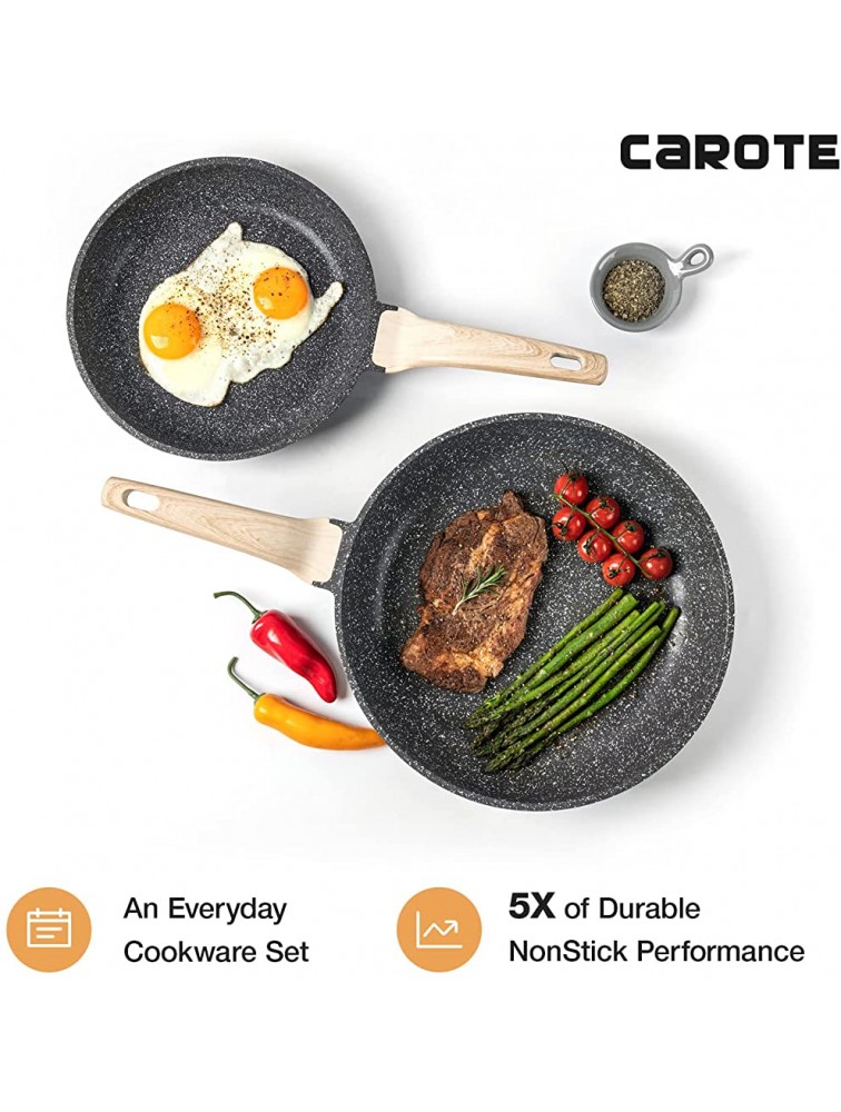Carote Nonstick Granite Cookware Sets 10 Pcs Pots and Pans Set Non Stick Stone Kitchen Cooking Set with Frying PansGranite Induction Cookware - BIQFRRVOE