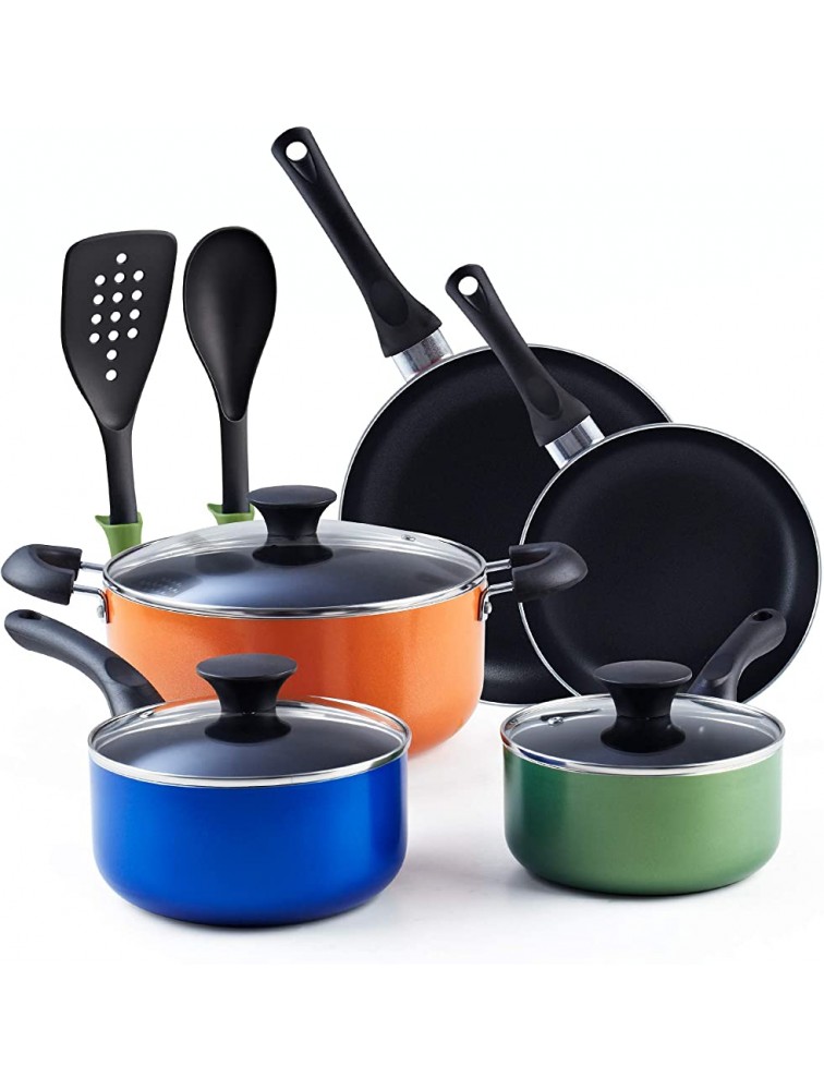 Cook N Home Stay Cool Handle Multicolor 10-Piece Nonstick Cookware Set - BT7H6FBKD