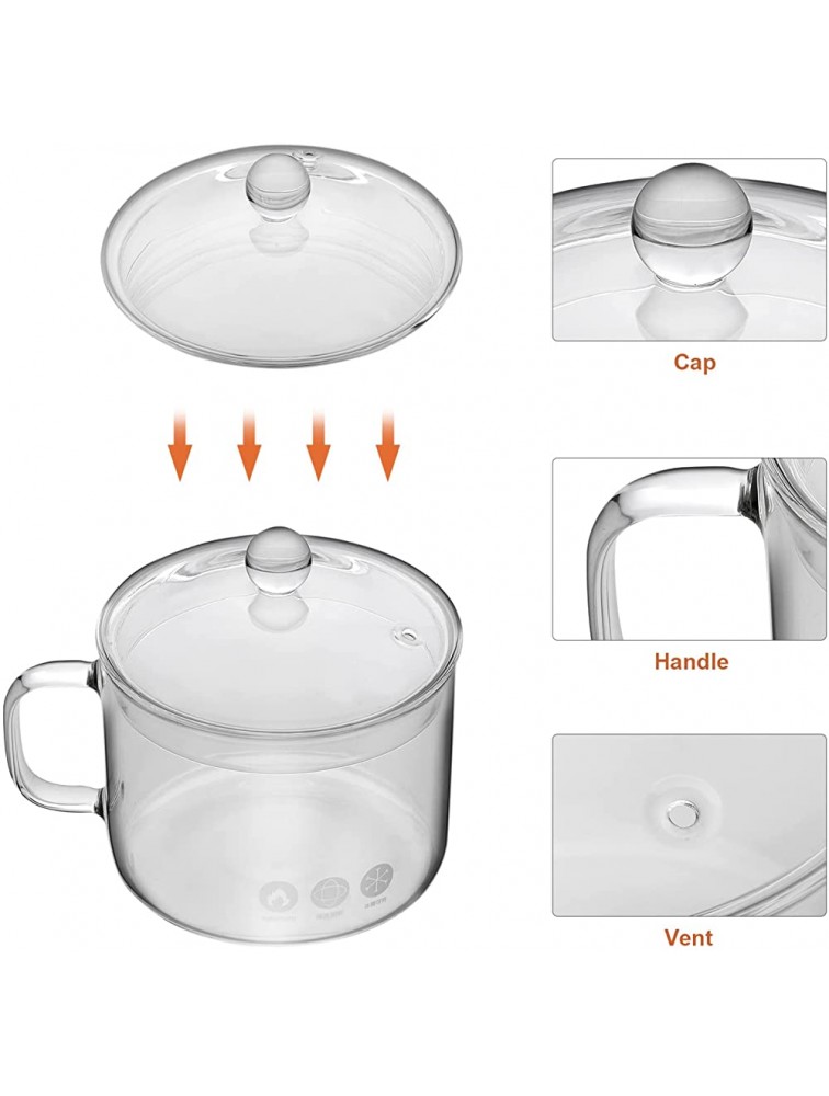 DOITOOL Clear Glass Cooking Pot Heat Resistant Glass Saucepan with Cover Clear Stovetop Pot Multi- Function Glass Cookware Set for Home Kitchen Restaurant - B73M6BI5G
